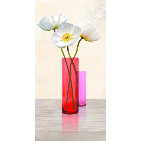 Poppies in crystal vases (Purple II)