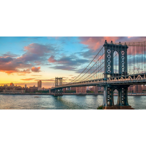 Manhattan Bridge at sunset,...