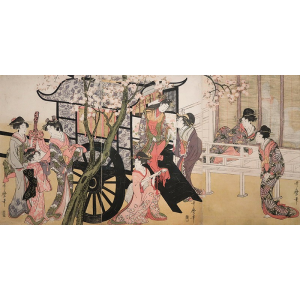 Courtesans admiring cherry...