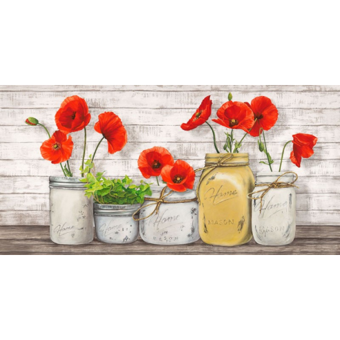 Poppies in Mason Jars
