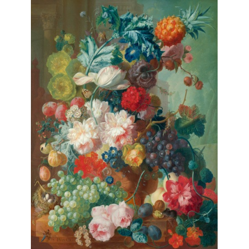 Fruit and Flowers in a terracotta Vase