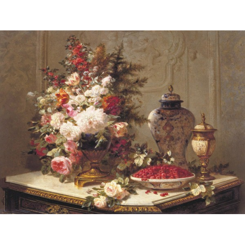 Floral composition on a table (detail)