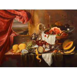 Still life with imaginary view