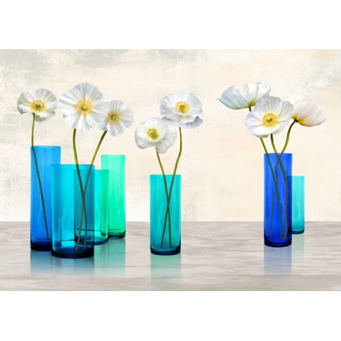 Poppies in crystal vases (Aqua palette