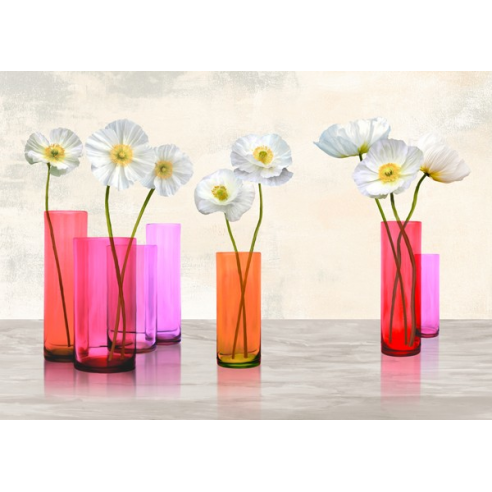 Poppies in crystal vases (Purple...