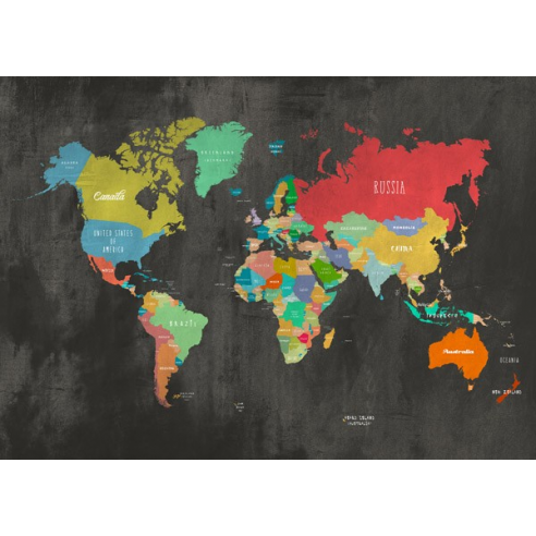 Modern Map of the World (Chalkboard)