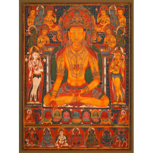 Buddha Ratnasambhava with Wealth Deities