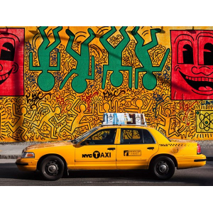 Taxi and mural painting, NYC