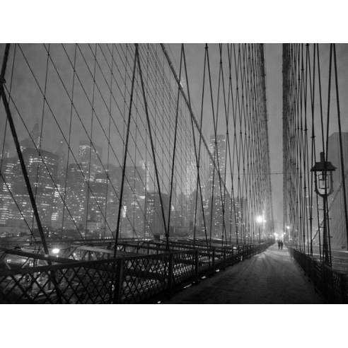 On Brooklyn Bridge by night, NYC