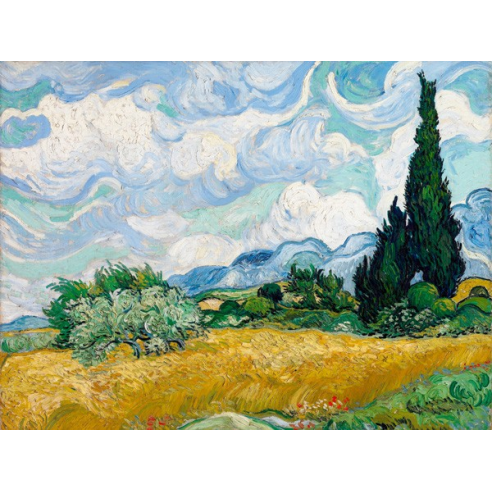 Wheat Field with Cypresses
