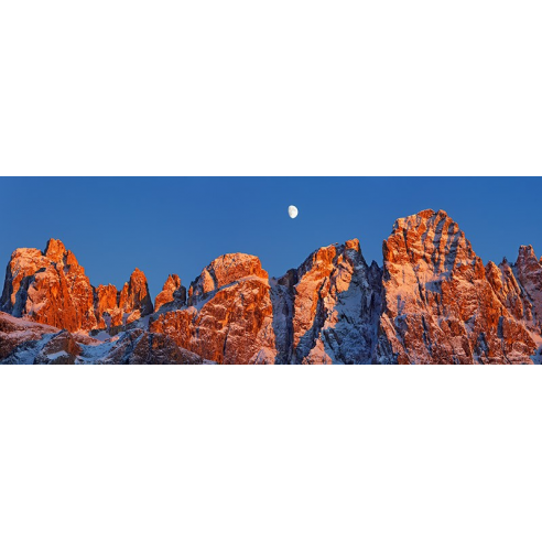 Pale di San Martino and moon, Italy