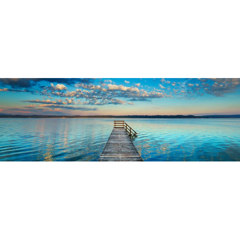 Boat ramp and filigree clouds,...