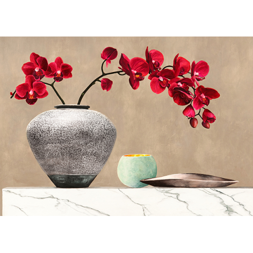 Red Orchids on White Marble (detail)