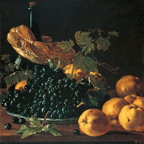 Still Life with Bread, Apples, Grapes...