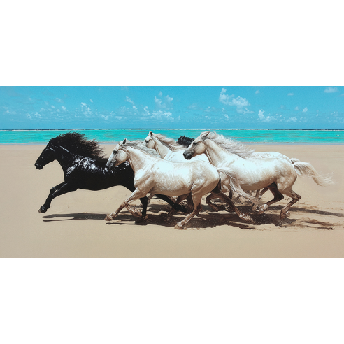 Wild Horses on a Beach (detail)