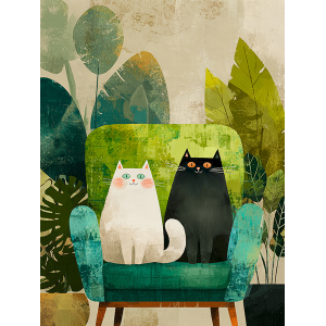 Two Cats on an Armchair I