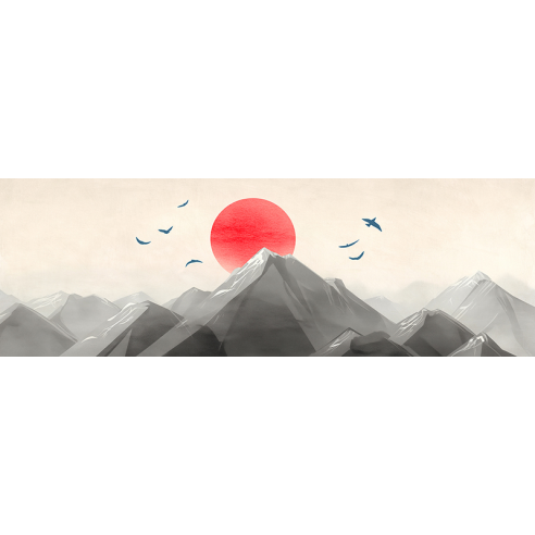 Snowy Peaks, Crimson Sun (detail)