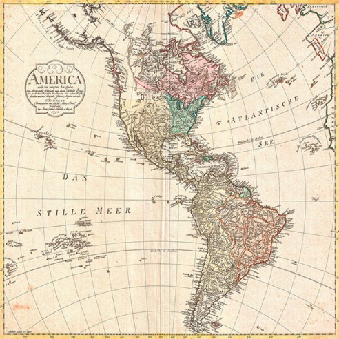 Map of North America and South...